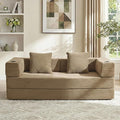 WELAX 72.8 Convertible Sleeper Sofa Bed Boneless Cloud Queen Futon Couches with Cupholders &amp Storage Pockets Corduroy Folding Floor Couch for Bedroom Apartment No Assembly Khaki