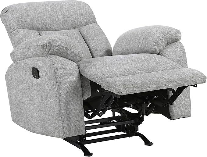 Lexicon Manual Rocker Recliner Chair for Living Room Chenille Fabric Upholstered Rocking Reclining Chair Home Theater Seating Easy Assembly Recliner Gray