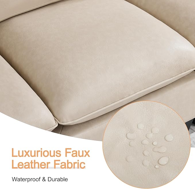 118 Faux Leather Modular Sectional Sofa with 2 Ottoman Oversized 4 Seater Couch with Curved Armrests Cloud Modern U-Shaped Sofa Deep Seat for Living Room Beige
