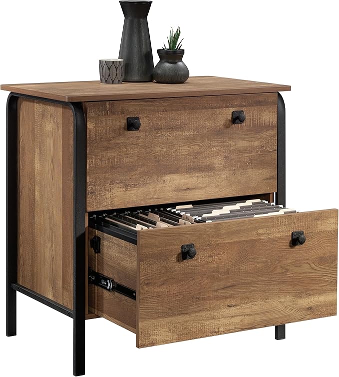 Lateral 2 Drawer Small File Cabinet with Lock Under Desk Locking Drawers Storage Cabinet Organizer for HomeModern Office Filing CabinetsOakdk