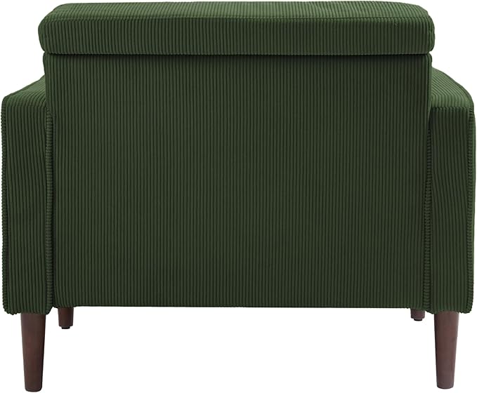UIXE Accent Chair Corduroy Fabric Upholstered Armchair for Living Room Comfy Arm Chair Single Sofa Bedroom Reading Seat with Solid Wood Legs - Green