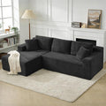 KIVENJAJA 103 Black Boneless Couches for Living Room L-Shaped Cloud Sectional Sofa with Chaise Corduroy Foam Compression Modular Set for Apartment Home Office No Assembly Required