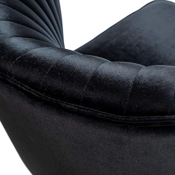 TINA'S HOME Velvet Accent Chair Set of 2 with Metal Golden Legs Upholstered Armless Slipper Chair with Wingback Mid Century Side Chair for Living Room Bedroom Vanity- Black