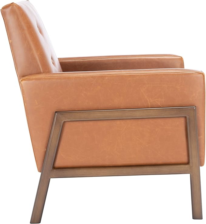 SAFAVIEH Home Collection Roald Faux Leather Sofa Accent Club Chair ACH6209C Light Brown/Antique Coffee