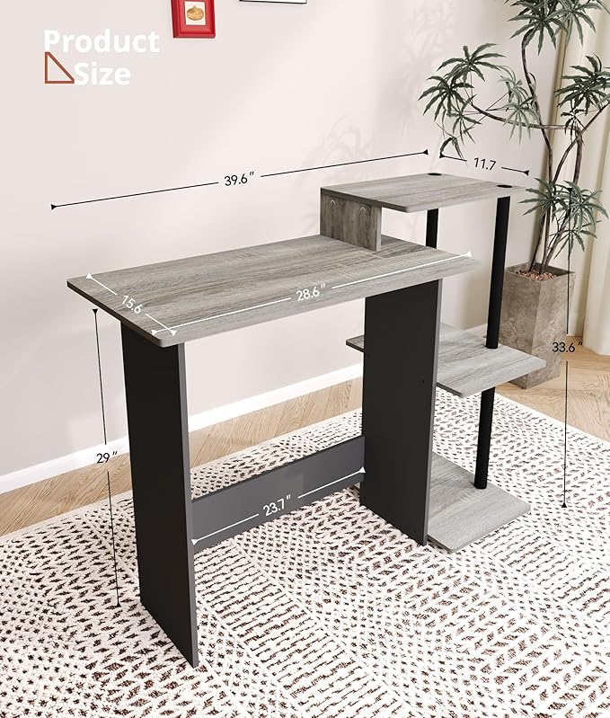 Working Desk with Printer Shelf Modern Computer Desk Rectangular Table for Bedroom Office Table