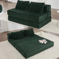 Folding Sofa Bed Full Size Convertible Sleeper Loveseat with 2 Pillows Corduroy Foldable Couch Bed Boneless Loveseat Couch for Living Room Apartment Small Spaces (Green)