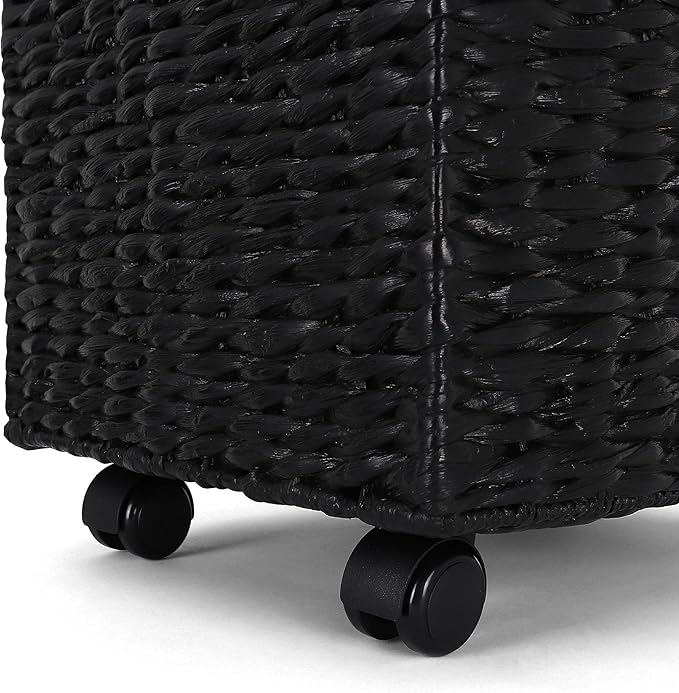 Rutledge &amp King File Cabinet Seagrass Cabinet with Rolling Casters Hanging File Organizer for Home and Office Black (14 x 15 x 17 inches)