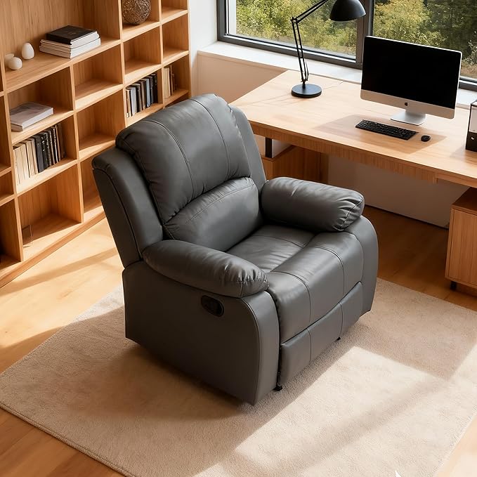 Manual Recliner Chair Lazy Boy Leather Recliner Perfect for Lounging in The Living Room Home Theater and Bedroom an Excellent Gift for Home