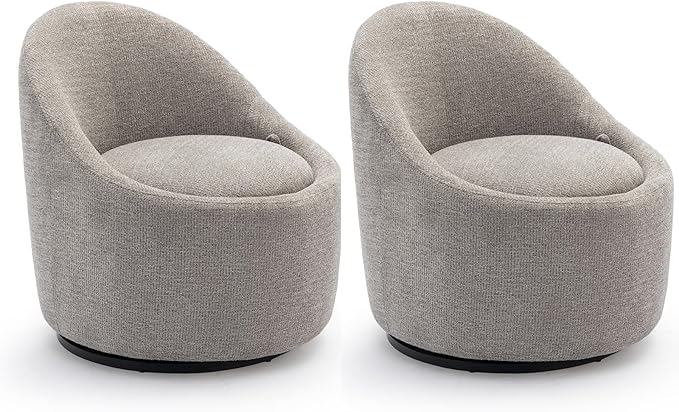 COLAMY Chenille Fabric 360 Swivel Accent Chair Set of 2 Light Gray