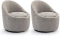COLAMY Chenille Fabric 360 Swivel Accent Chair Set of 2 Light Gray