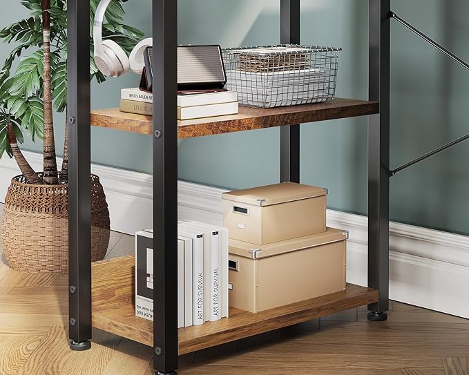 Casaottima 40 Inch Small Computer Desk with 4 Fabric Drawers Modern PC Desk for Small Spaces Home Office Desk with Storage Shelves Vintage