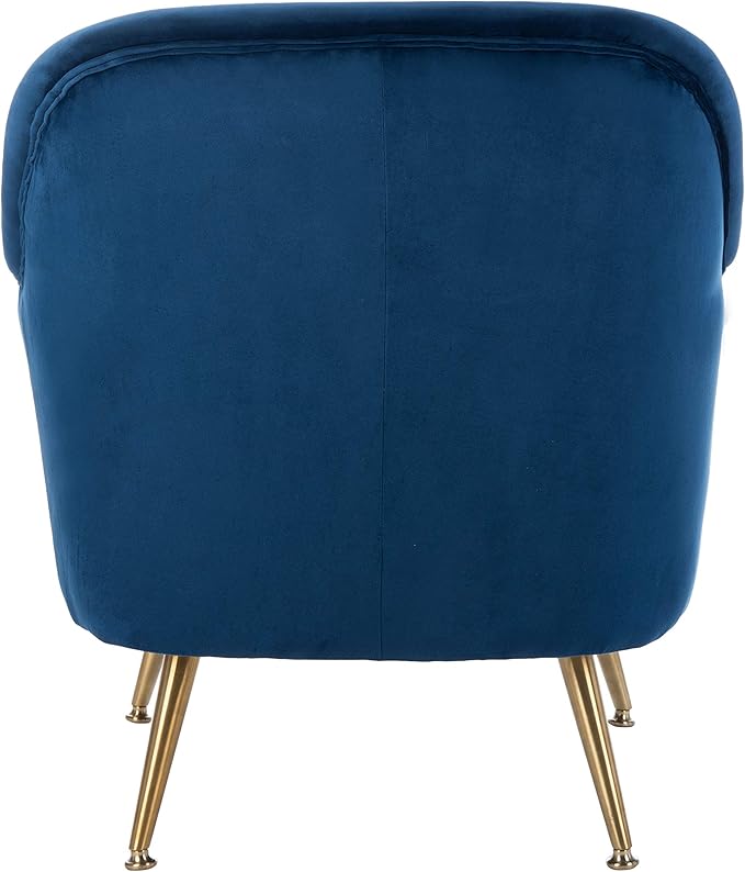 Safavieh Home Brienne Retro Glam Navy Velvet and Brass Arm Chair