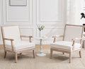chairus Farmhouse Linen Accent Chair Set of 2 Upholstered Reading Chair with Solid Wood Frame Lounge Arm Chair with High Back for Living Room Reception Room Waiting Room Beige