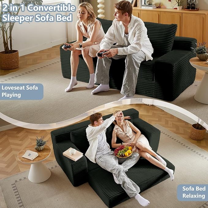 70.87 Loveseat Sofa Comfy Deep Seat Sofa Bed Modern Small Corduroy Couch for Living Room Bedroom Apartment Home Office No Assembly Grey