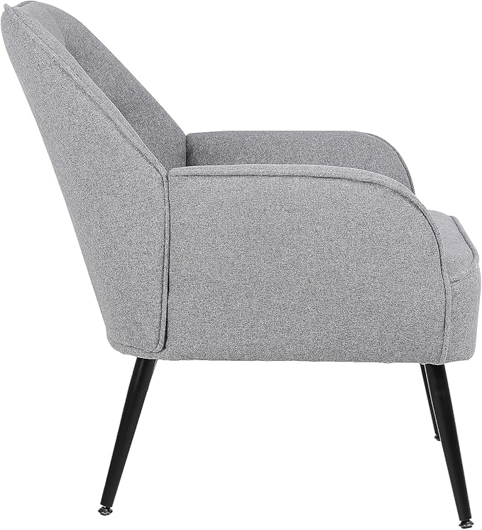 Modern Mid Century Chair Linen Sherpa Armchair for Living Room Bedroom Office Easy Assemble(Light Grey)