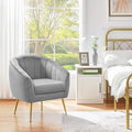 Yaheetech Modern Vanity Chair Velvet Soft Accent Chair with Gold Metal Legs Tufted Armchair Chaise Lounge for Living Room/Bedroom Gray