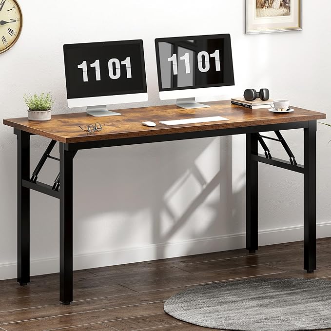 Need 47 inches Computer Desk Office Desk Folding Table with BIFMA Certification Computer Table Workstation Rustic Brown AC5FB-120