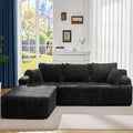 Modular Sectional Sofa Couches L-Shape Couch 3 Seat Modular Sofa Memory Foam Sectional Couches for Living Room Cloud Couch with Oversized Chaise (Black Stripe 108 Left Facing Chaise)