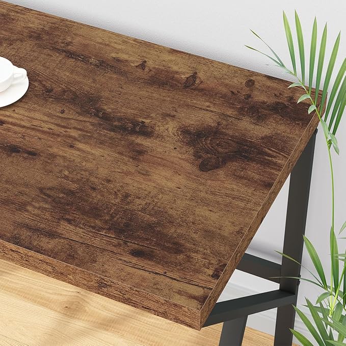 HSH Rustic Brown Desk Industrial Home Office Computer Desk Farmhouse Metal and Wood Computer Table Simple Bedroom Laptop PC Desk for Student Writing Study Gaming Executive Workstation 55 in