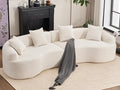 KEIKI Curved Chenille Modular Sectional Couches with Pillows 4 Seater Oversized Upholstered Luxury Plush Cloud Sofa for Living Room Apartment Full Compression Sponge