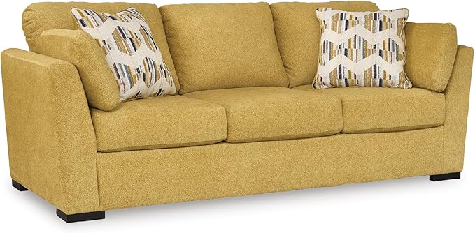 Signature Design by Ashley Keerwick Scandinavian Sofa with 4 Toss Pillows Yellow