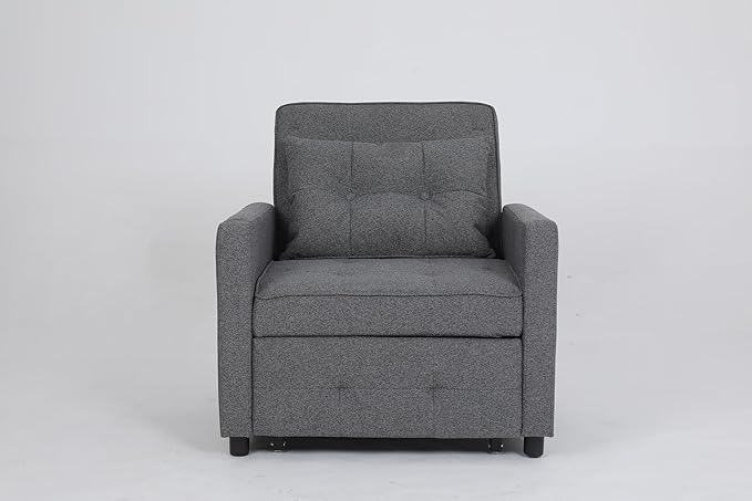 KEIKI Sleeper Chair Bed 3-in-1 Convertible Pull Out Sleeper Chair Bed Convertible Sofa Bed with USB Ports Side Pocket Single Armchair for Small Spaces Living Room Apartment Antique Grey