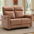 EBELLO Faux Leather Manual Loveseat Recliner 2 Seat Reclining Sofa Chair Dual Recliner Couch for Living Room Meeting Room Brown