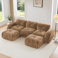 110-Inch Cloud Sectional Couches U-Shaped 5 Seat Boneless Modular Sofa with Ottomans Velvet Tufted Upholstered Boneless Couch Floor Full Foam Sofas for Living Room