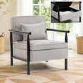 Accent Chair Comfy Modern Mid-Century Accent Chairs with Storage Corduroy Upholstered Lounge Armchair with Solid Wood Reading Side Single Sofa for Living Room/Office/Balcony/Bedroom-Gray
