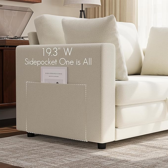 Convertible Sofa Bed 2 in 1 Pull Out Loveseat Sleeper Sofa | 78.7” Folding Floor Sofa Bed for Guest Room Bedroom | Ivory White
