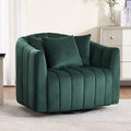 Mlmh &amp Kngwa 40.35 W Swivel Accent Chairs Oversized 360 Degree Swivel Barrel Chair with 3 Pillows Velvet Armchair for Living Room Bedroom Green