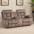 CANMOV Loveseat Recliner Manual Recliner Sofa Chair for Living Room Reclining Sofa with Storage ConsoleHidden Cup Holders 2 Seat Camel-Brown