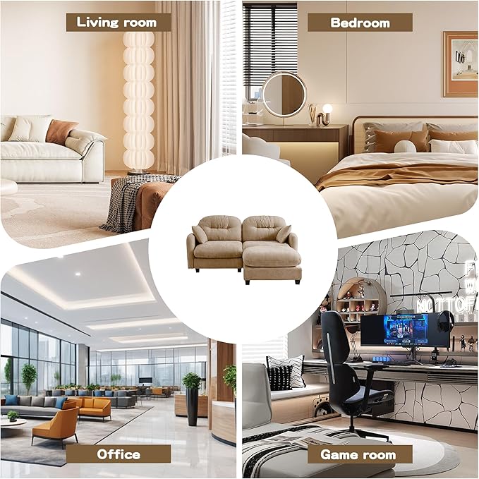 74'' Chenille Couch L-Shaped Sectional Sofa Ultra-Soft Comfort Memory Foam Cloud Couch with Pillows Sectional Couches for Living Room