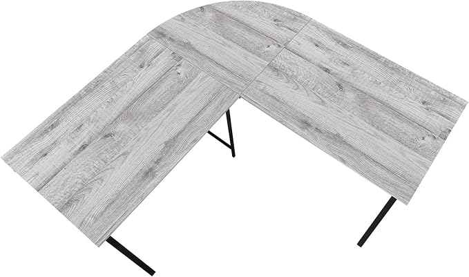 Computer Desk Home Office Corner 55 l L Shape Work Laptop Grey Laminate Black Metal Contemporary Modern