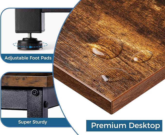 ODK 51 Inch L Shaped Gaming Desk Computer Desk Table for Home Office Sturdy Writing Workstation Vintage