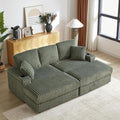 84 Cloud Sectional Couch Plush Corduroy Sofa with 2 Ottoman 2storage Spaces and Cup-Holding 3-Seat Memory Foam Cloud Couch sectional couches for Living Room Apartment (Army Green)