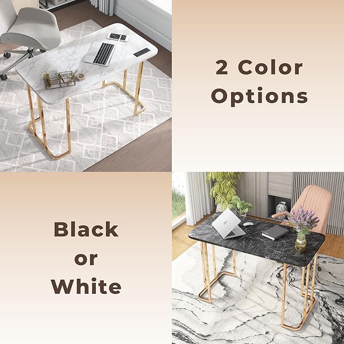 HOMES: Inside + Out Sevehills Modern Metal 48 in. Writing Desk with USB Port for Home Office Black