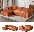110 Modular Sectional Sofa with L-Shape Chaise Boneless Cloud Couch with Deep Seat Sponge Compression Sofas No Assembly Required Upholstered Couches for Living Room Bedroom Corduroy (Brown)