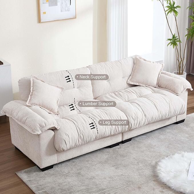 90.55 Cloud Loveseat for Living Room Modern Small Sofa Love Seat Couch for Small Spaces 2 Seater Comfy Loveseat Sleeper Cozy Sofa Beige
