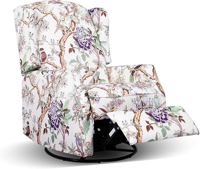 Swivel Rocker Recliner Chair Glider Rocking Chair for Nursery Floral Wingback Chair Recliner on Clearance 360° Swivel Rocking Recliner Chair with Padded Seat for Living Room