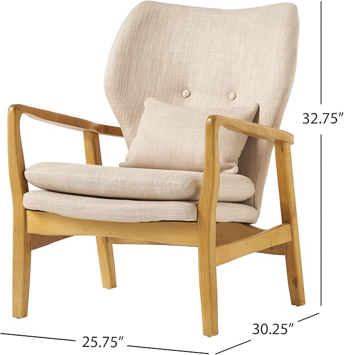 Christopher Knight Home Haddie Wood Frame Club Chair Beige