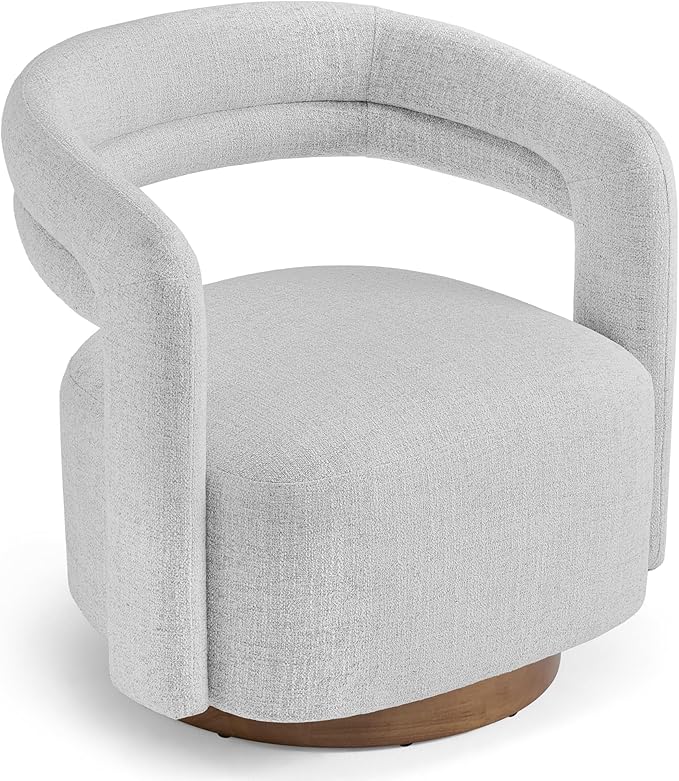 Swivel Accent Chair Set of 2 Upholstered Barrel Chair with Open Back Design Modern Arm Chair with Wooden Base for Living Room Bedroom Reading WaitingroomWhite