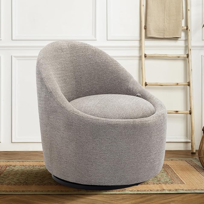 COLAMY Modern Swivel Accent Chair with Hidden Storage 360° Barrel Swivel Chair Small Swivel Armchair for Living Room/Bedroom LightGrey