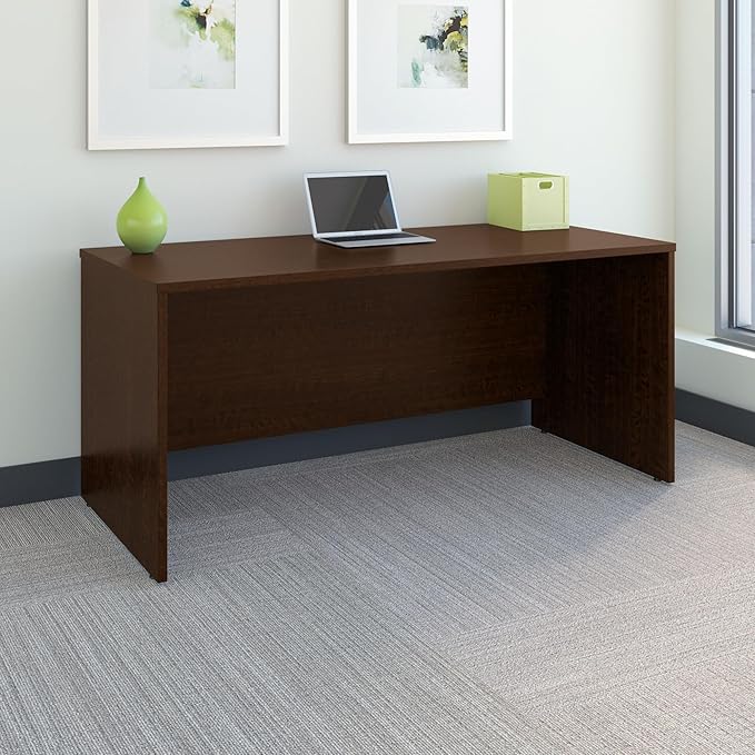 Bush Business Furniture Series C 66W Office Desk in Mocha Cherry Large Computer Table for Home and Professional Workplace