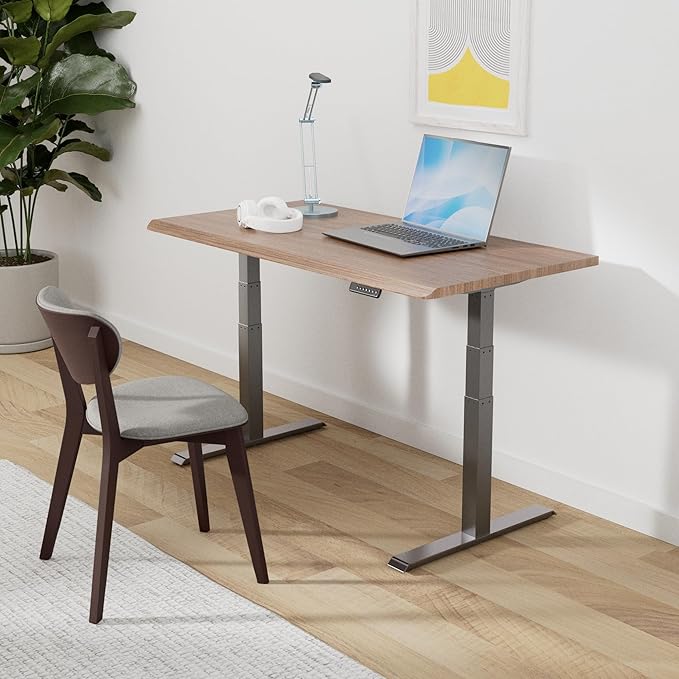 Vari ComfortEdge 60x30 Inch Adjustable Electric Standing Desk – Sit Stand VariDesk with Memory Presets Sloped Edge 200 LB Capacity + Tool-Free Assembly (Walnut)