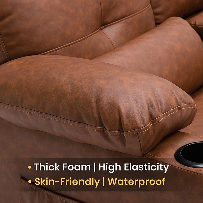 68 Power Reclining Loveseat with Heat &amp Massage Wall Hugger Double Reclining Sofa with Console Cup Holders &amp Storage Power Reclining Couch for Camper Trailer RV Home Theater Living Room