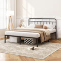 12 inches Full Size Bed Frame with Minimalist headboardMetal Platform Base with Strong Metal SlatsMattress Foundation for Under Bed StorageEasy AssemblyBlack