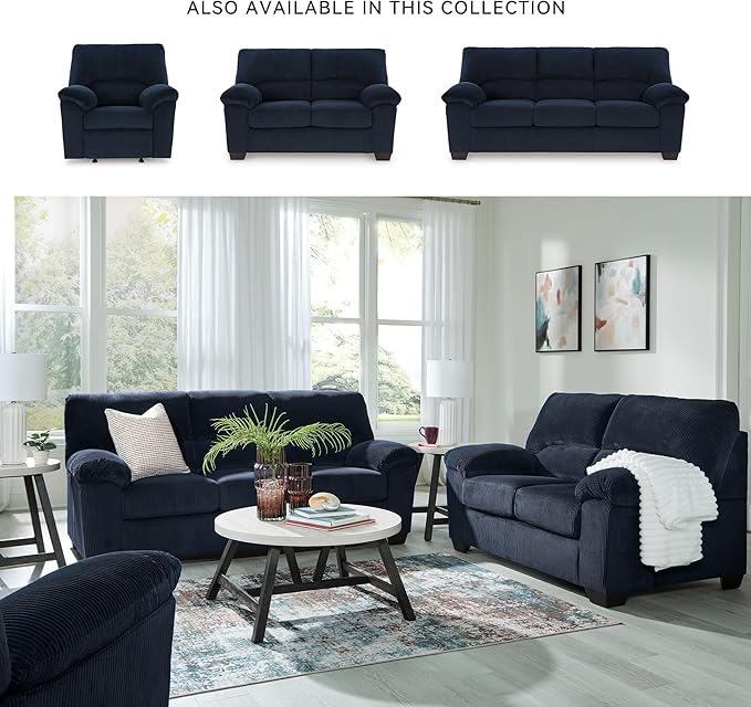 Signature Design by Ashley SimpleJoy Contemporary Sofa for Living Room Blue