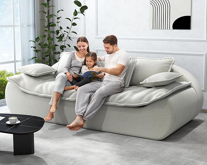 Hobestluk Sofa Couches 3-Seater Modular Sectional Sofa 89''Comfy Loveseat with Throw Deep Seat Small Sofa for Small Space Memory Foam Sectional Couches for Living Room Office Apartment