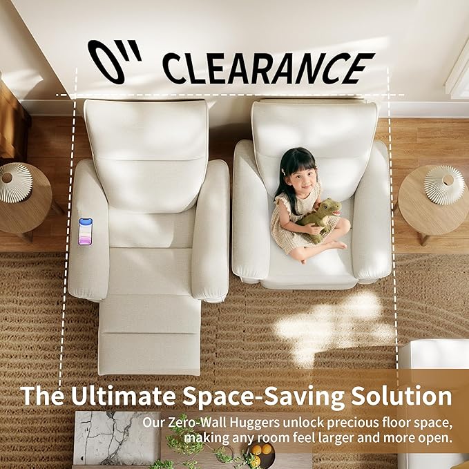 Wall Hugger Power Recliner Chair Zero Wall Electric Recliner Chairs with USB Port Snowflake Velvet Space Saving Large Recliner for Living Room RV Home Theater